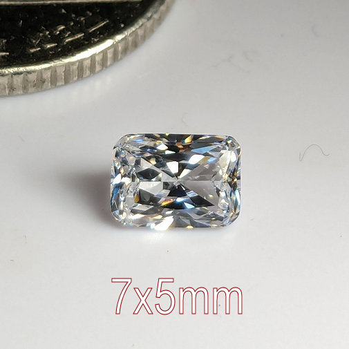 6A, Cubic Zirconia, Radiant Style 2, White, 7x5mm (1ct)