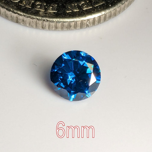 3A, Cubic Zirconia, AAA Quality, Round Brilliant, London Blue Topaz, 6mm (0.78ct)
