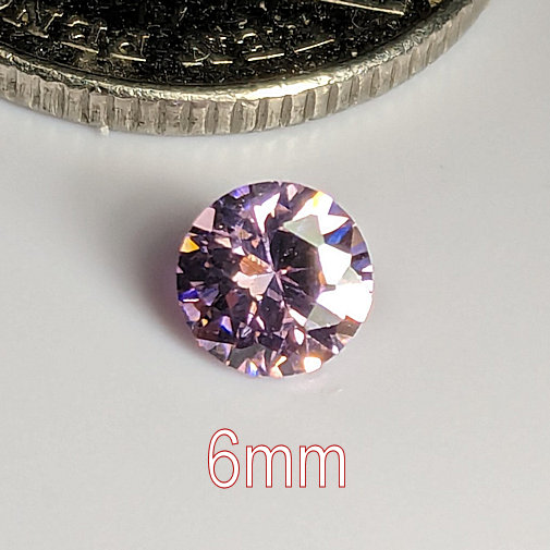 3A, Cubic Zirconia, AAA Quality, Round Brilliant, Rose, 6mm (0.78ct)