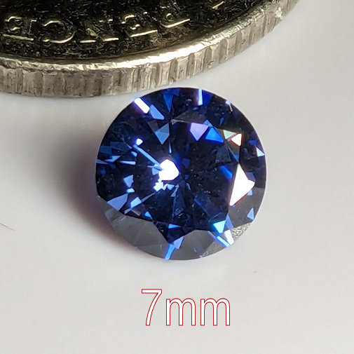 3A, Cubic Zirconia, AAA Quality, Round Brilliant, Tanzanite, 7mm (1.24ct)