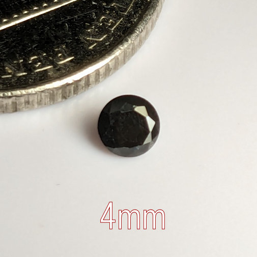 3A, Cubic Zirconia, AAA Quality, Round Brilliant, Black, 4mm (0.23ct)