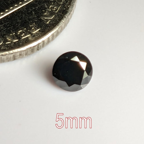 3A, Cubic Zirconia, AAA Quality, Round Brilliant, Black, 5mm (0.45ct)
