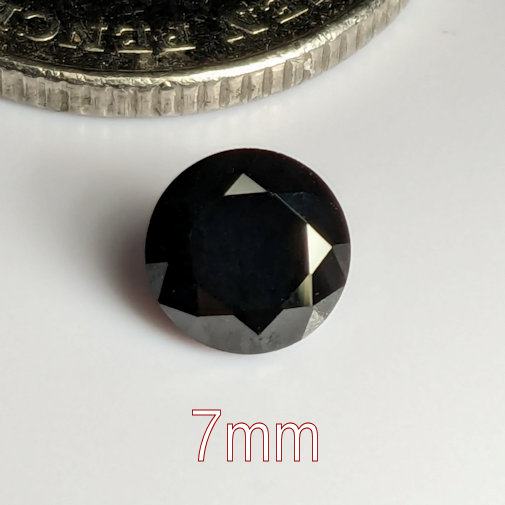3A, Cubic Zirconia, AAA Quality, Round Brilliant, Black, 7mm (1.24ct)