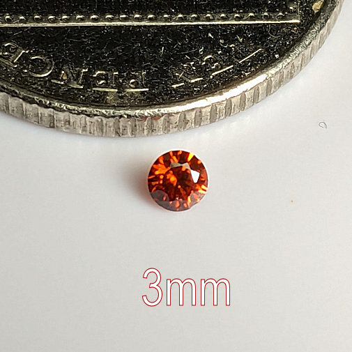 3A, Cubic Zirconia, AAA Quality, Round Brilliant, Garnet, 3mm (0.097ct)