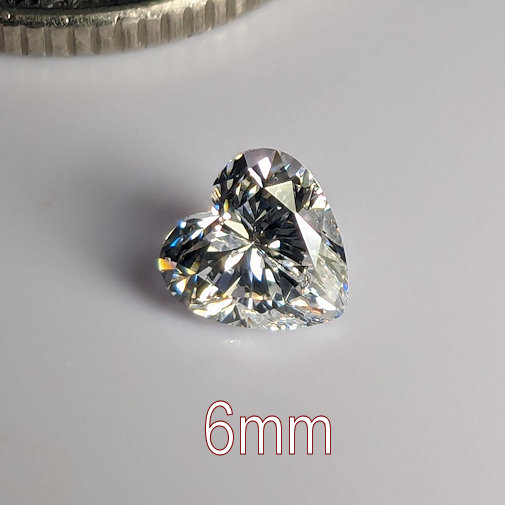 6A, Cubic Zirconia, Heart, White, 6mm (0.81ct)