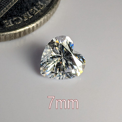 Cubic Zirconia, Heart, White, 7mm (1.5ct)