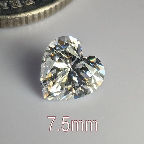 Cubic Zirconia, Heart, White, 7.5mm (1.6ct)