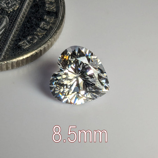 Cubic Zirconia, Heart, White, 8.5mm (2.5ct)