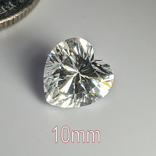 6A, Cubic Zirconia, Heart, White, 10mm (3.76ct)