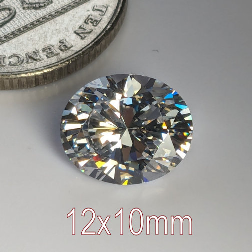 6A, Cubic Zirconia, Oval, White, 12x10mm (5ct)