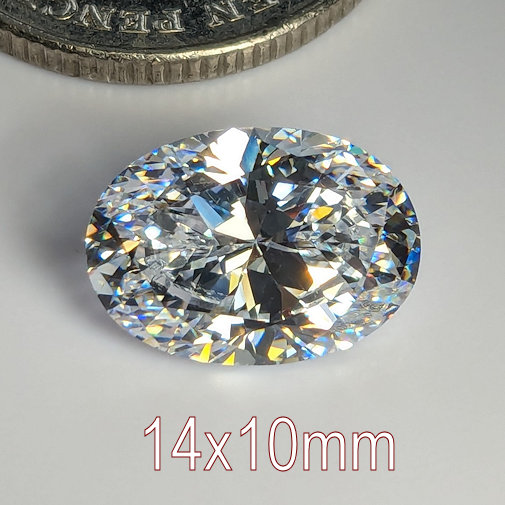 6A, Cubic Zirconia, Oval, White, 14x10mm (5.7ct)