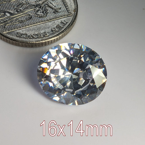 6A, Cubic Zirconia, 6A Quality, Oval, White, 16x14mm(13ct)