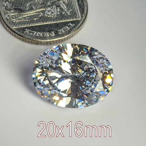 6A, Cubic Zirconia, Oval, White, 20x16mm (21ct)
