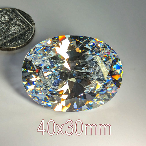 6A, Cubic Zirconia, Oval, White, 40x30mm (147ct)