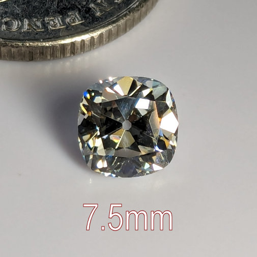 6A, Cubic Zirconia, Old Mine Cut, Yellow Tint, 7.5mm (1.65ct)