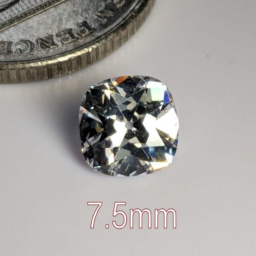 6A, Cubic Zirconia, Old Mine Cut, White, 7.5mm (1.65ct)