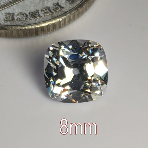 6A, Cubic Zirconia, Old Mine Cut, White, 8mm (2ct)