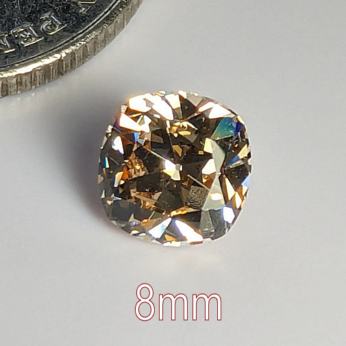 6A, Cubic Zirconia, Old Mine Cut, Light Champagne, 8mm(2ct)