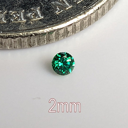 6A, Cubic Zirconia, Round Brilliant 8 Hearts & Arrows, Emerald Green, 2mm (0.036ct)
