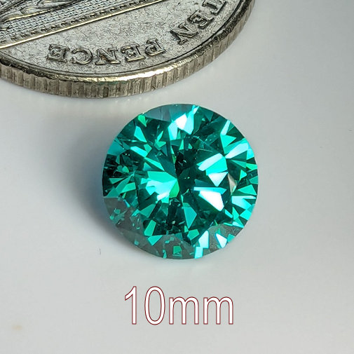 Cubic Zirconia, Round Brilliant, Emerald Green, 10mm (4.7ct)