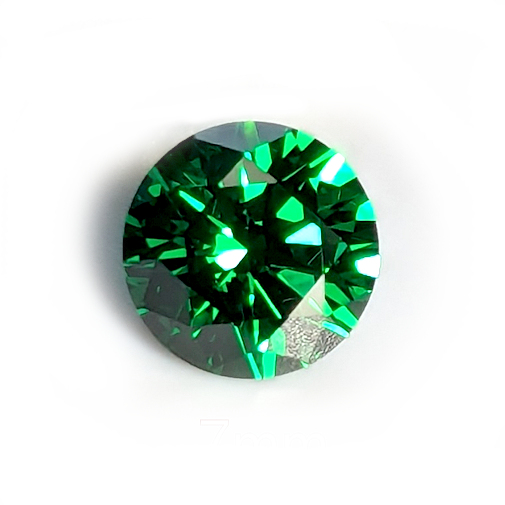 Round Brilliant: Emerald Green Cubic Zirconia