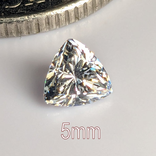 6A, Cubic Zirconia, Trillion, White, 5mm (0.47ct)