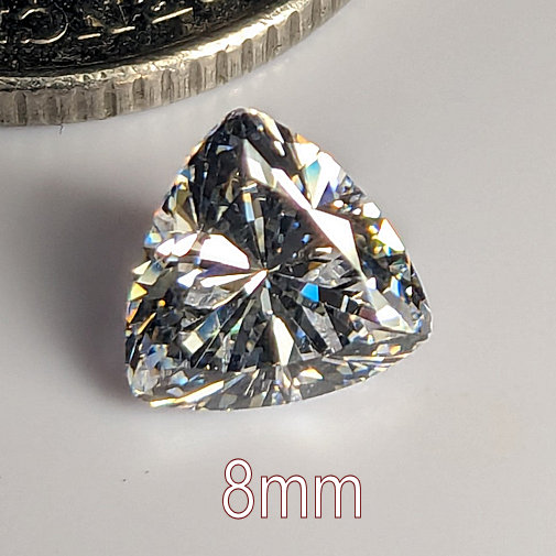 6A, Cubic Zirconia, 6A Quality, Trillion, White, 8mm (1.9ct)