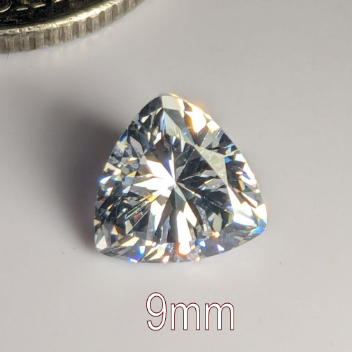 Cubic Zirconia, Trillion, White, 9mm (3ct)