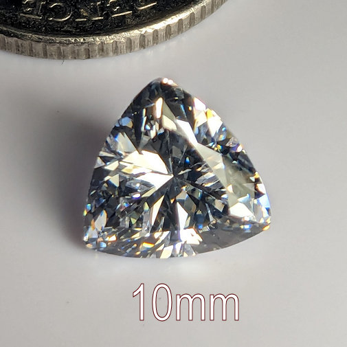 Cubic Zirconia, Trillion, White, 10mm (3.8ct)