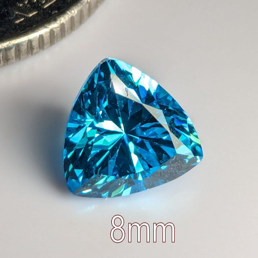 Cubic Zirconia, Trillion, Blue Topaz, 8mm (1.9ct)