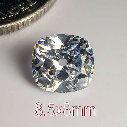 Cubic Zirconia, Antique Style, White, 8.5x8mm (2.36ct)