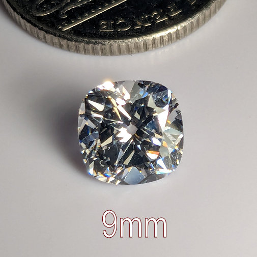 Cubic Zirconia, Antique Style, White, 9mm (2.86ct)