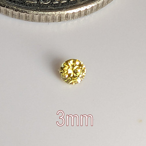 6A, Cubic Zirconia, 6A Quality, Round Brilliant 8 Hearts & Arrows, Citrine, 3mm (0.097ct)