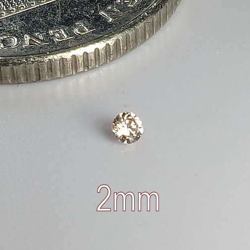 Cubic Zirconia, Round Brilliant, Light Champagne, 2mm (0.036ct)
