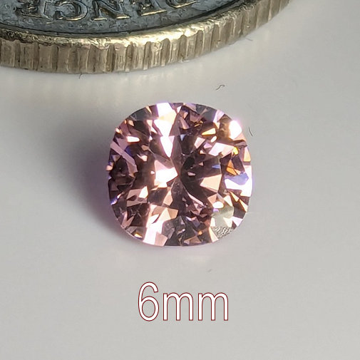 6A, Cubic Zirconia, Brilliant Cushion, Pink, 6mm (0.85ct)