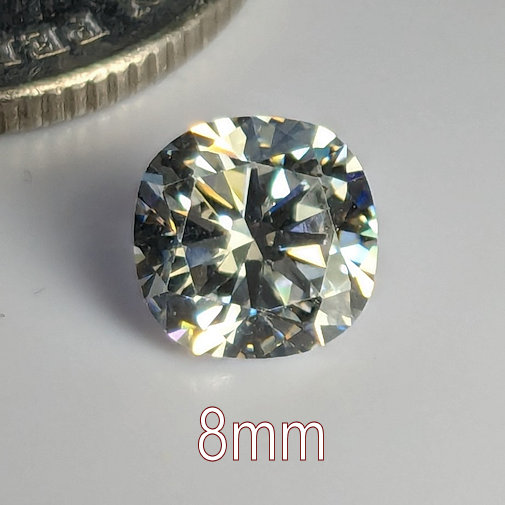 6A, Cubic Zirconia, Brilliant Cushion, Yellow Tint, 8mm (2ct)