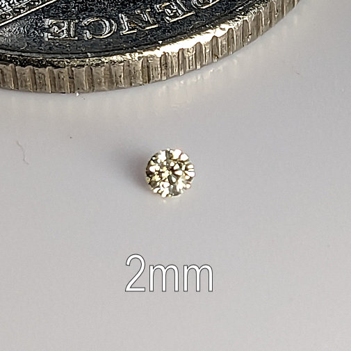 6A, Cubic Zirconia, 6A Quality, Round Brilliant 8 Hearts & Arrows, Canary Yellow, 2mm (0.03ct)