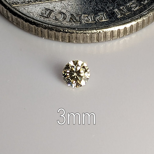 6A, Cubic Zirconia, 6A Quality, Round Brilliant 8 Hearts & Arrows, Canary Yellow, 3mm (0.1ct)