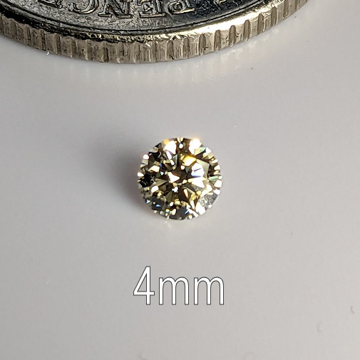 6A, Cubic Zirconia, 6A Quality, Round Brilliant 8 Hearts & Arrows, Canary Yellow, 4mm (0.23ct)