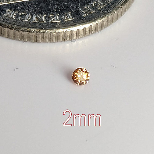 6A, Cubic Zirconia, Round Brilliant 8 Hearts & Arrows, Champagne, 2mm (0.036ct)