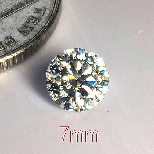 PRE ORDER: Lot of 3 x 6A, Moissanite, Round Brilliant 8 Hearts & Arrows, White D-F, 7mm (1.24ct)