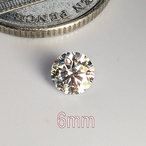 PRE ORDER: Lot of 4 x 6A, Moissanite, Round Brilliant 8 Hearts & Arrows, White D-F, 6mm(0.8ct)