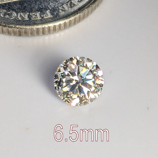 6A, Moissanite, Round Brilliant 8 Hearts & Arrows, White D-F, 6.5mm (1ct)