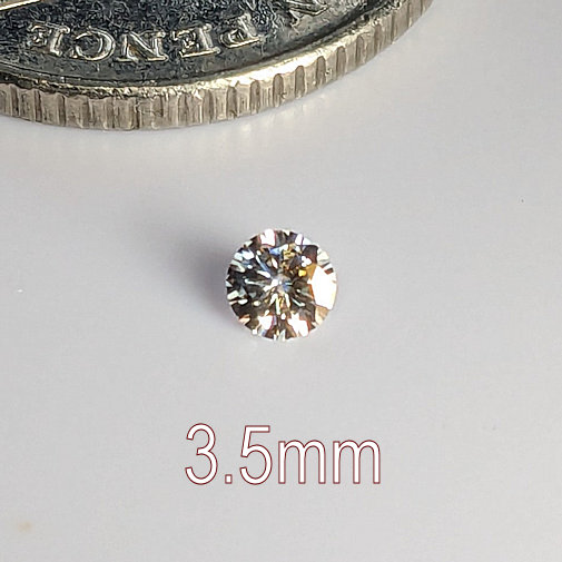 6A, Moissanite, Round Brilliant 8 Hearts & Arrows, White D-F, 3.5mm (0.154ct)