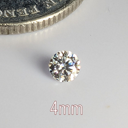 6A, Moissanite, Round Brilliant 8 Hearts & Arrows, White D-F, 4mm (0.23ct)