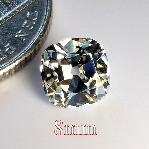 6A, Cubic Zirconia, Old Mine Cut, Yellow Tint, 8mm (2ct)