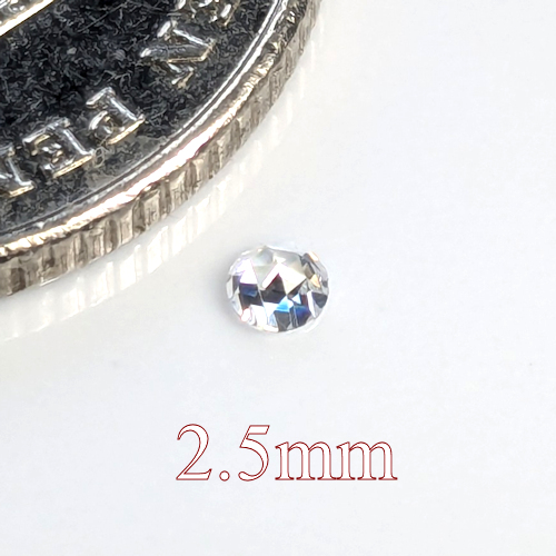 Cubic Zirconia, Flat back Rose, White, 2.5mm