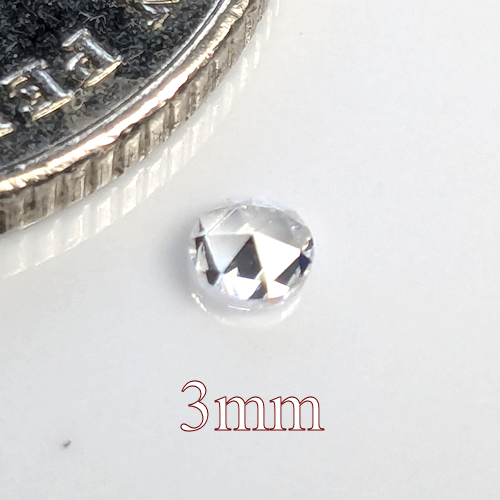 Cubic Zirconia, Flat back Rose, White, 3mm (0.05ct)