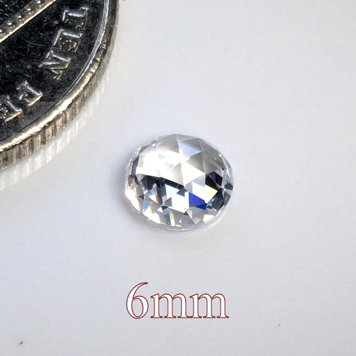 Cubic Zirconia, Flat back Rose, White, 6mm (0.4ct)