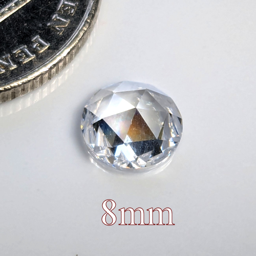 Cubic Zirconia, Flat back Rose, White, 8mm (0.9ct)